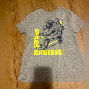 Size small boys gray T-shirt with a space cruiser
